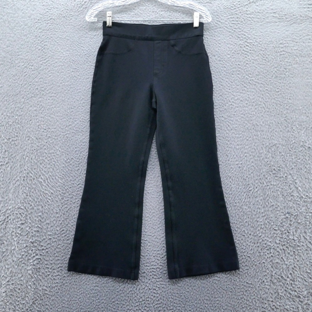 Spanx The Perfect Pant Womens Small Cropped Flare Black Ponte Pull On Trousers